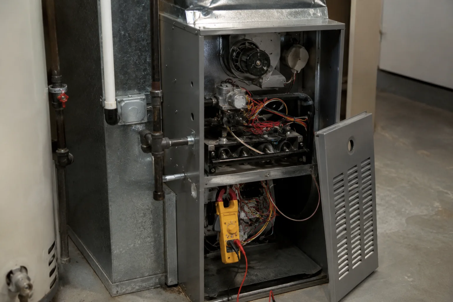 HVAC technician servicing a heating system
